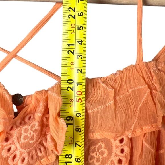 Anthropologie Floreat Eyelet  Orange Off Shoulder Ruffle Blouse Women's Size XS - Picture 4 of 6